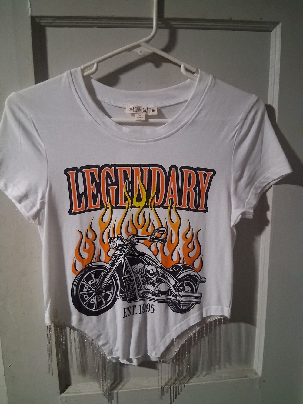 Legendary Motorcycle Graphic Crop Tee - White